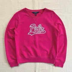 archive　POLO RALPH LAUREN　ポロラルフローレン　RLFC白抜きロゴ刺繍　前Vガゼット　スウェット　トレーナー　タイトシルエット　ピンク　S相当　Y2K　平成女児　ギャル　logo embroidery pink sweat shirt