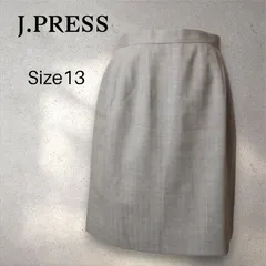 J.PRESS ジェイプレス 　スカート　薄手ヘリンボーン生地グレー　　サイズ13　（L～LL）