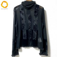 美品☆エイココンドウシースルーグラフィックプリント 長袖 シアー