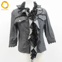 ピンクハウス PINKHOUSE ジャケット ノーカラー デニム風 ロゴボタン レース レディース [a971524]のサムネイル