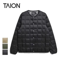 タイオン TAION ダウンジャケット メンズ ベーシック オーバーサイズ クルーネックボタン ダウンジャケット 104OS CREW NECK BUTTON DOWN JKT ブラック カーキ オリーブ M / L / XL
