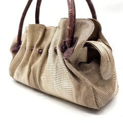 美品 Luigi Valentino クロコ型押し ボストンバッグ ハンドバッグ 