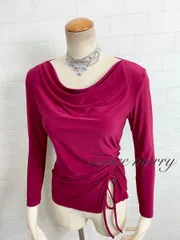 Mサイズ　新品　社交ダンス　トップス　濃　ピンク　レッスン　長め　2226　ラテン　ワルツ　タンゴ