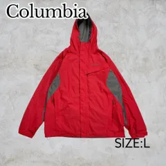 Columbia　コロンビア　ナイロンシェルジャケット　メンズ　Lサイズ　レッド　パッカブル仕様　古着