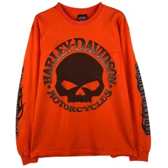 古着 ハーレーダビッドソン Harley-Davidson ドクロ柄 スカル柄 ファイヤーパターン モーターサイクル ロングTシャツ ロンT/eaa598074