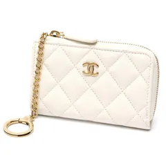 シャネル / CHANEL　マトラッセ キーリング付き L字ファスナー コインケース　AP0221　キャビアスキン　ホワイト/ゴールド金具【中古】 商品番号 S-159918