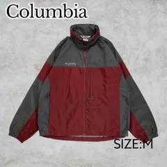 Columbia　コロンビア　フーデッドナイロンシェルジャケット　メンズ　Mサイズ　グレー×レッド　パッカブル仕様　古着