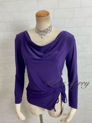 新品　社交ダンス　紺　ネイビー　トップス　シフォン　バルーン袖　ワルツ　2833 新品 社交ダンス 紺 ネイビー トップス シフォン バルーン袖 ワルツ