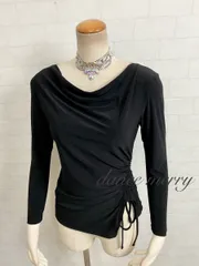 Lサイズ　新品　社交ダンス　トップス　黒　レッスン　長め　2226　ラテン　ワルツ　タンゴ