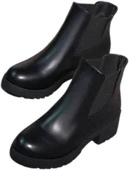 DeerLuxe らくらくサイドゴアブーツ 女性用サイドオープンショートブーツ チェルシー レディースレインブーティ レディース雨用ショートブーティ (ブラック,  24.5 cm)