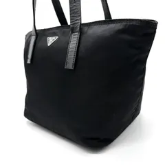 【良品】PRADA プラダ 三角プレート トートバッグ ハンドバッグ ナイロン ブラック 黒色 ユニセックス 男女兼用 メンズ レディース