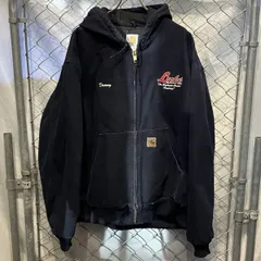 Carhartt Active Jacket Navy size2XL 企業ロゴ ネイビー アクティブジャケット ジップアップフーディ カーハート