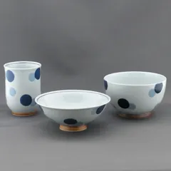 有田焼 食事揃（水玉）＜飯碗・汁碗・湯呑セット＞