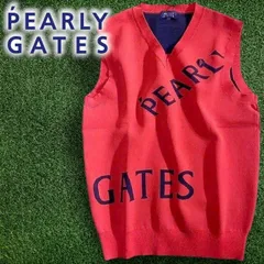 PEARLY GATES パーリーゲイツ ゴルフ 吸汗速乾 ローカルポリ メゾンロゴ柄 Vネック ニット ベスト ゴルフウェア 053-2173307 定価2.5万 レッド ネイビー ▲028▼50219w06
