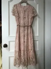 JOINUS シースルー レース プレミアム ピンク ジュエリーボタン ゲストルック ONE PIECE 百日 一歳の誕生日