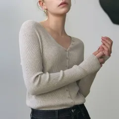 NICK&NICOLE ニック&ニコル ボタン スリム ニット カーディガン オールドマネー ルック ドミュア ルック 通勤 ルック ゲスト ルック