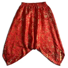 【22SS】JUNYA WATANABE 中華刺繍 龍 イージーサルエルパンツ XS 赤×金 ジュンヤワタナベ 2000000022215