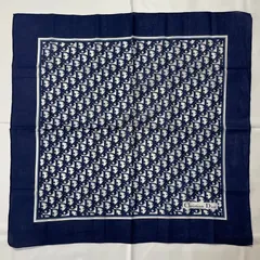 2511-302｜美品｜クリスチャンディオール スカーフ コットン ネイビー