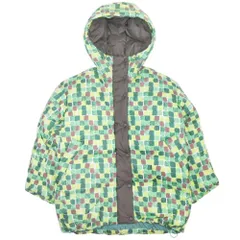 美品 22aw UNIQLO × MARNI ユニクロ × マルニ チェック柄 ダウンコート ジャケット ブルゾン アウター フーデッド S グリーン レディース 古着 中古 USED
