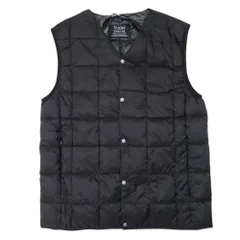 美品 TAION タイオン 体温 ベーシック Vネックボタン インナーダウン ベスト キルティング ジャケット ブルゾン S 黒 ブラック レディース 古着 中古 USED