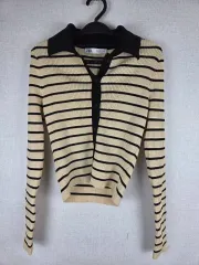 ザラ ストライプ クロップド カラ ニット カーディガン オールドマネールック 通勤ルック ZARA