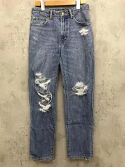 AZUL BY MOUSSY アズールバイマウジー ハイウエスト ダメージ デニムパンツ sizeS/ブルー ■■ レディース