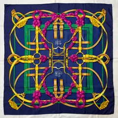 2511-338｜エルメス カレ 90 スカーフ シルク ネイビー