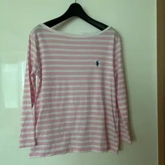 POLO RALPH LAUREN ポロラルフローレン ピンク ストライプ ボートネック Tシャツ オールドマネールック スポーティー 通勤ルック S