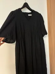 ウェルノウン エンブロイダリー バルーンスリーブ パフ 半袖 ロング ONE PIECE 結婚式 ゲストルック 通勤ルック