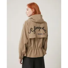 EGOIST 20年 シャカシャカ素材 スパンコール レタリング ショート丈 マウンテンパーカー アウター シャーリング バルーン ジャケット