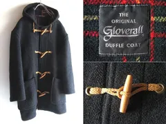 希少 90sビンテージ GLOVERALL グローバーオール 裏チェック ダブルフェイス ウールメルトン ミドル ダッフルコート 34 チャコール イングランド製 イギリス製 MADE IN UK