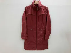 COLE HAAN コールハーン フード収納型ジップ前開き デザインコート ナイロン混コート 赤 M 春