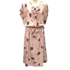 ♪♪PINK HOUSE ピンクハウス 希少 レア レディース フレンチスリーブワンピース 兵隊柄 リボン   ピンク