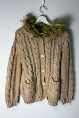 【INGNI】フード付きケーブルニットカーディガン サイズM