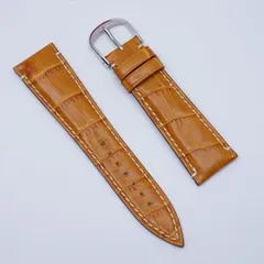バンビ エルセ 時計バンド 22mm クロコ型押しカーフ ハニーブラウン メンズ 裏ラバー SK005W1-T デッドストック BAMBI ELCE 時計ベルト ベルト交換 男性用 おしゃれ 人気 ブランド腕時計 25-M-1035