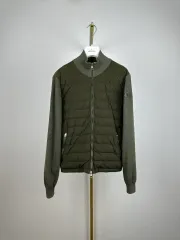 (百貨店購入)(S) モンクレール ニットダウン カーディガン ブラックワッペン カーキ