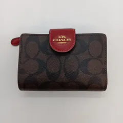 ◎◎COACH コーチ ミディアム コーナー ジップ ウォレット シグネチャー 2つ折り財布 C0082 ブラウン