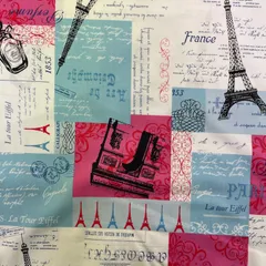 S-964 YUWA フランスParis柄 ピンク系 1m