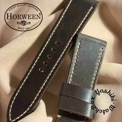 hor-247 HORWEEN クロムエクセルレザー / グレーネイビー 腕時計ベルト (ラグ24mm - バックル幅22mm)