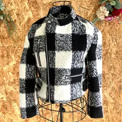 SG4948 SLY スライギンガムチェックライダースジャケット 白黒