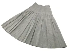 （K0123006）　Mademoiselle NONNON　マドモアゼルノンノン　フレアスカート　リネン混　グレー×チェック　38/M