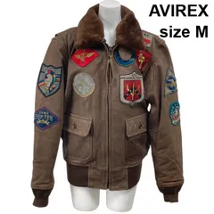 ■ アヴィレックス AVIREX レザー フライトジャケット G1 トップガン ボア着脱可能 ブラウン ラムレザー ムートン M 9-11号 メンズ S6A339