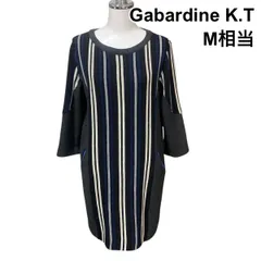 ■ ケーティーGabardine K.T ワンピース ラウンドネック 七分袖 ミニ丈ワンピース グレー ネイビー 白 毛 M相当 レディース H6A111