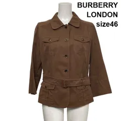 ◇ バーバリーロンドン BURBERRY ユーティリティジャケット サファリジャケット 長袖 ブラウン 綿混 麻混 46 M 9号 レディース S6A334