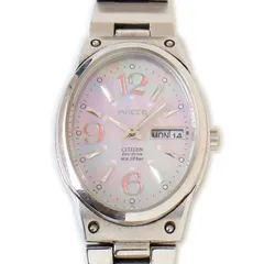 WL25154 美品 CITIZEN シチズン wicca ウィッカ 腕時計 稼動品 シルバー シェル文字盤 エコドライブ