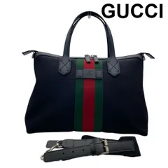 ● 美品 グッチ GUCCI シェリーライン トートバッグ ショルダーバッグ 2WAY 黒 ブラック キャンバス レザー ユニセックス 6D037
