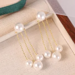 パール チェーン ピアス｜揺れる 上品 小顔効果 韓国風 大人可愛い