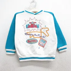古着 長袖 スウェット キッズ ボーイズ 子供服 80年代 80s レーシングカー ラグラン ツートンカラー クルーネック USA製 白他 25dec03