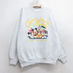 古着 ヘインズ 長袖 スウェット キッズ ボーイズ 子供服 00年代 00s ディズニー ミッキー ミニー ドナルド クルーネック 薄グレー 霜降り 25dec03