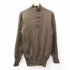 S/古着 長袖 セーター メンズ 80年代 80s ミリタリー ウール USA製 茶 25dec03